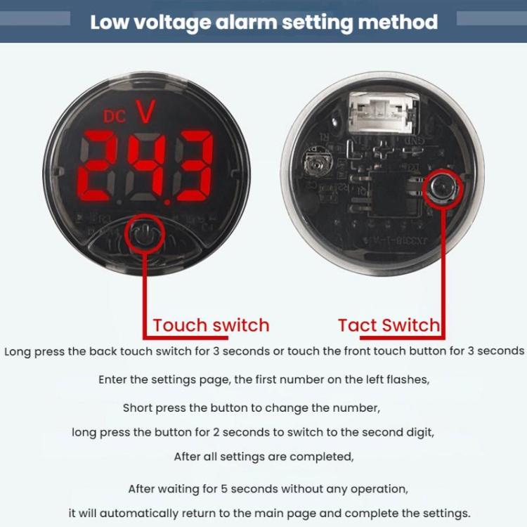 LED Digital Display Circular Voltage Meter, Red DC 7-120V, Green DC 7-120V, Blue DC 7-120V, White DC 7-120V, Red AC 65-265V, Green AC 65-265V, Blue AC 65-265V, White AC 65-265V