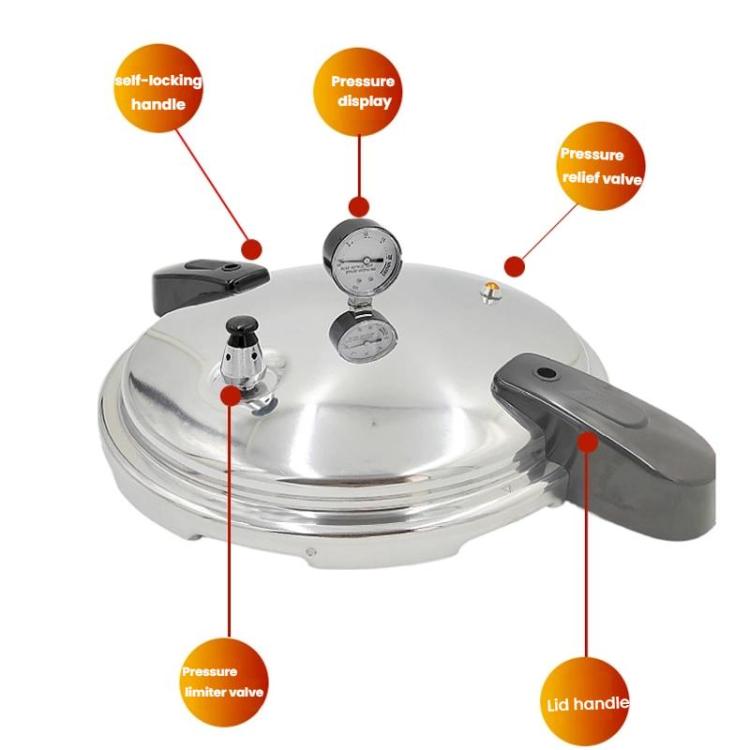 32cm/23L Pressure Cooker Induction & Gas Stove Compatible Aluminum Alloy Straight Body Design & Built-in Gauge, 100kPa, 35-70-100kPa
