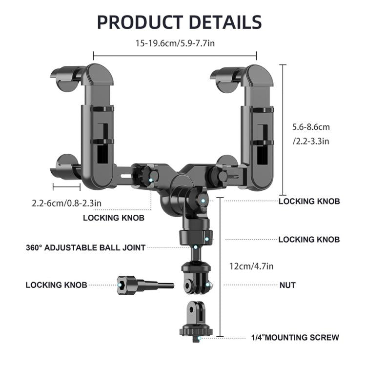 Car Rearview Mirror Bracket Camera Mobile Phone Fixing Base Accessories, With Phone Clip