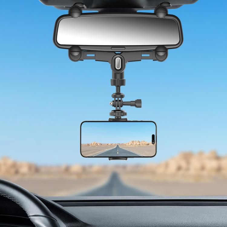 Car Rearview Mirror Bracket Camera Mobile Phone Fixing Base Accessories, With Phone Clip