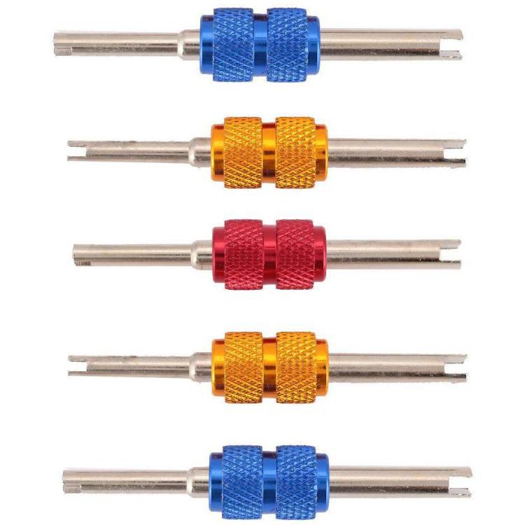 5pcs Aluminum Alloy Car Air Conditioner Valve Core Installation Removal Double-Head Wrench, Valve Core Wrench