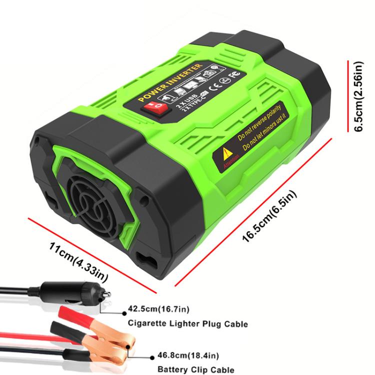 Gurxun 200W Modified Wave Inverter With 18W Solar Panel + 30A Controller Dual Socket + 2 USB + 2 Type-C Ports, Universal Socket 12V To 220V, Universal Socket 12V To 110V, EU Plug 12V To 220V, US Plug 12V To 110V, Brazil Plug 12V To 220V                ...