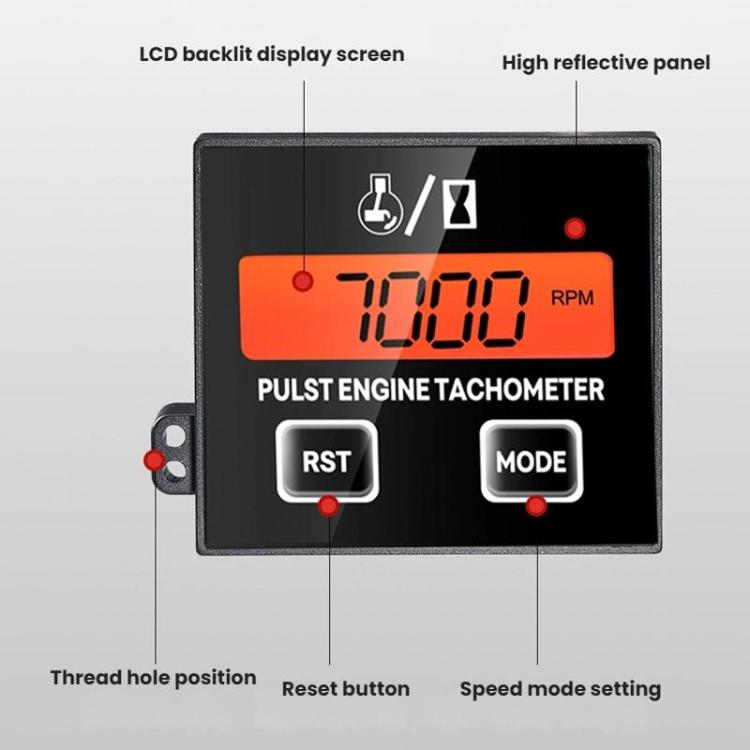 Chain Saw Tachometer Lawn Mower Gasoline Engine Speedometer, Backlight Version