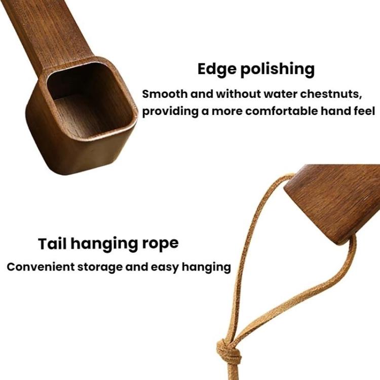 Solid Wood Square Coffee Spoon Measuring Seasoning Scoop Teaspoon, Short Handle, Long Handle