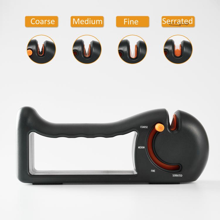 4-in-1 Rotating Knife Sharpener with Coarse/Medium/Fine/Serrated Modes for Kitchen Knives, Scissors, Tools
