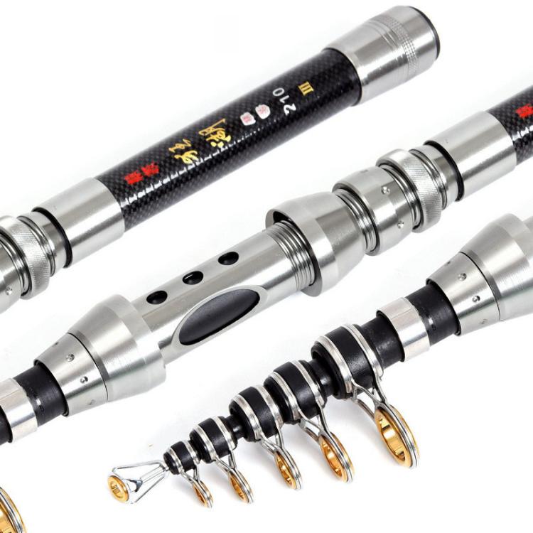 TOPLINE TACKLE Ultra-short Mini Carbon Fishing Rod Retractable Handle Telescopic Fishing Rod, 1.5m, 1.8m, 2.1m, 2.4m