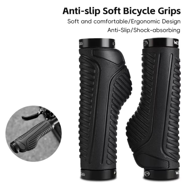 WEST BIKING 1pair TPE Soft Anti-Slip Mountain Bike Handlebar Grips Ergonomic Comfort for Road & MTB Cycling