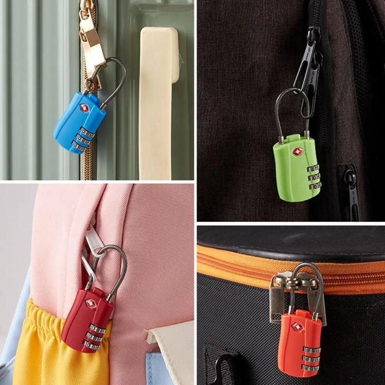 TSA Approved Luggage Lock 3-Digit Combination Lock With Plastic Body Anti-Theft Steel Cable For Suitcases Travel Bags