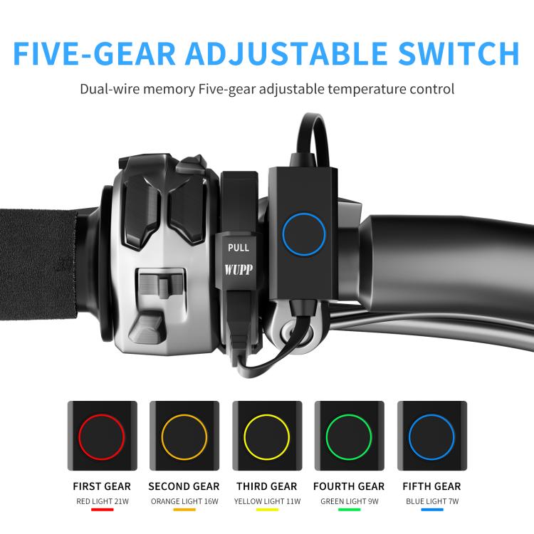 1pair Waterproof Heated Motorcycle Grips With Five-gear Adjustment, CS-2068A1