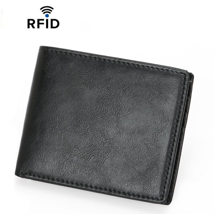 CQ-502 RFID Anti-Skimming Retro Men Wallet Lightweight Billfold