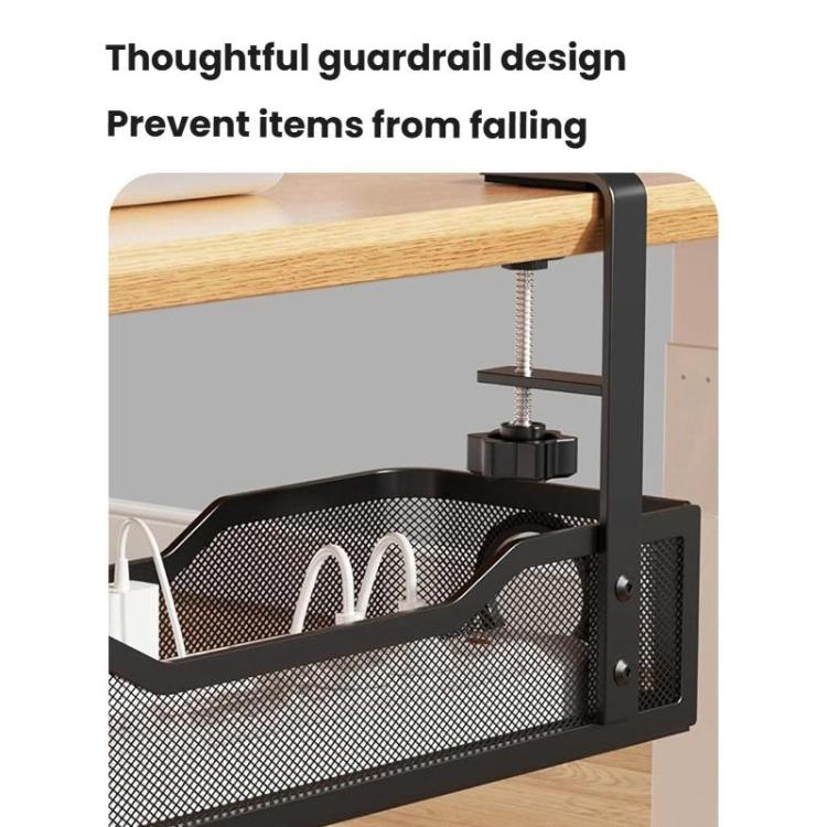 Adjustable Under Desk Storage Basket No Drill Hanging Organizer for Router/Books/Supplies