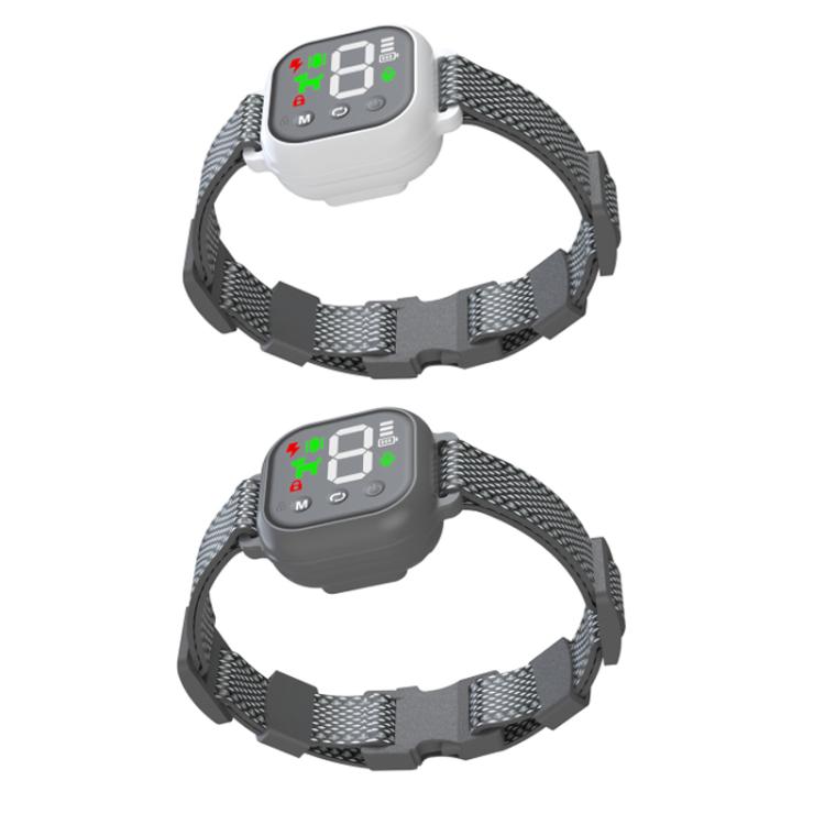 Color Screen Automatic Barking Device Dog Collar, White, Black, No Electric Shock/Dual Motor Vibration