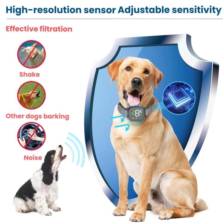Color Screen Automatic Barking Device Dog Collar, White, Black, No Electric Shock/Dual Motor Vibration