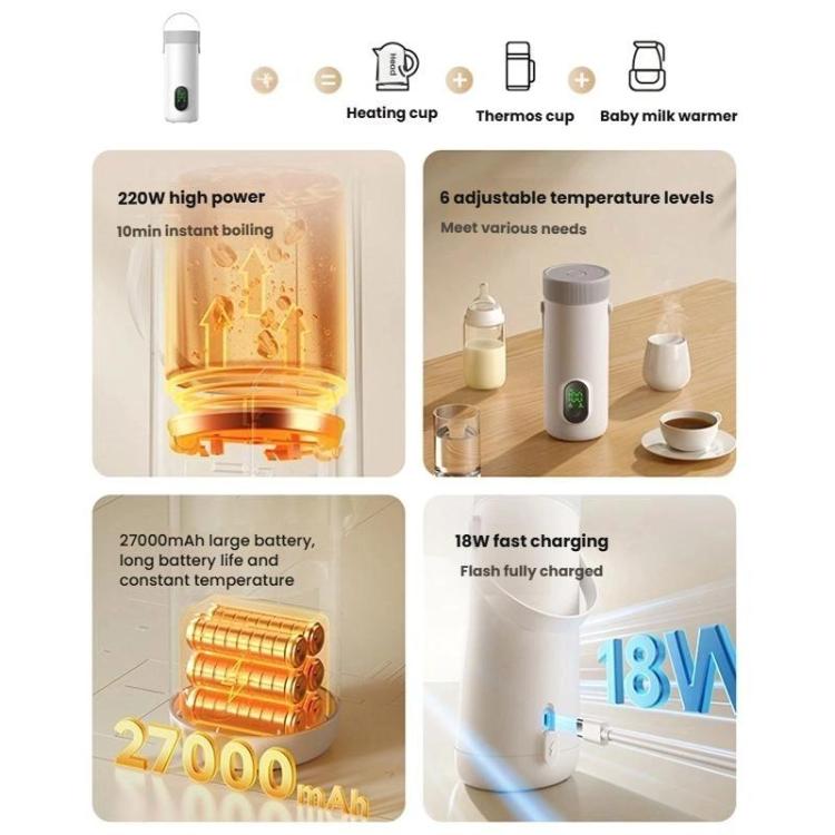 RK-3 Wireless Electric Heating Travel Kettle Portable Boiling Water Cup with 6-Temperature Settings