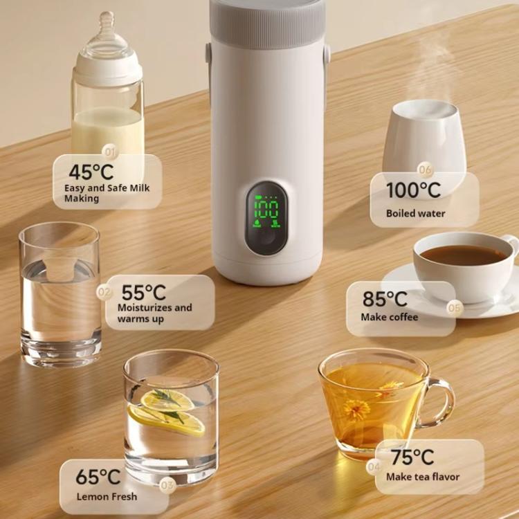 RK-3 Wireless Electric Heating Travel Kettle Portable Boiling Water Cup with 6-Temperature Settings