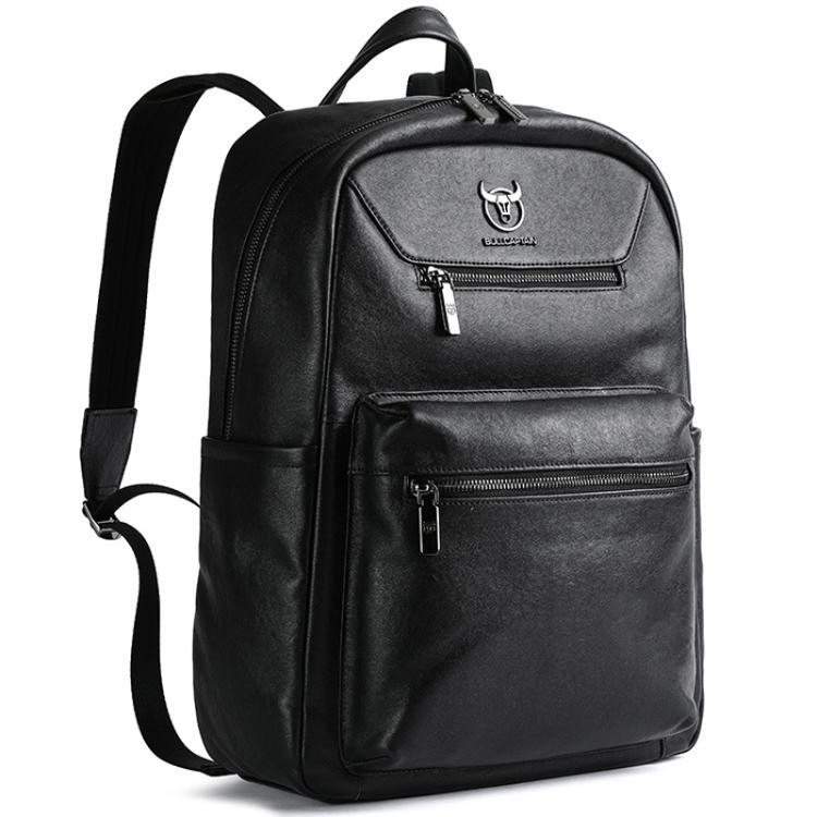 BULL CAPTAIN 606 Men Retro Leather Backpack Multi-Functional Laptop Bag