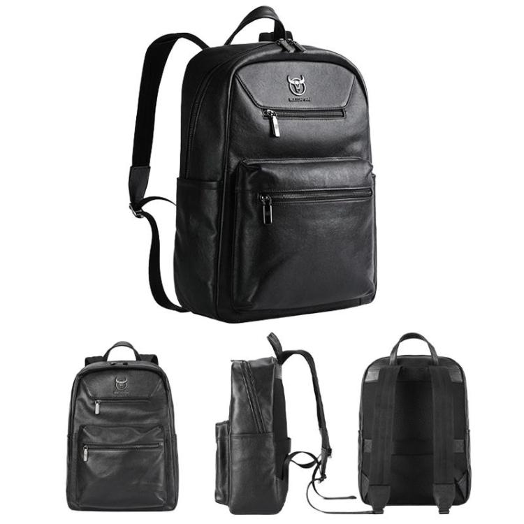 BULL CAPTAIN 606 Men Retro Leather Backpack Multi-Functional Laptop Bag