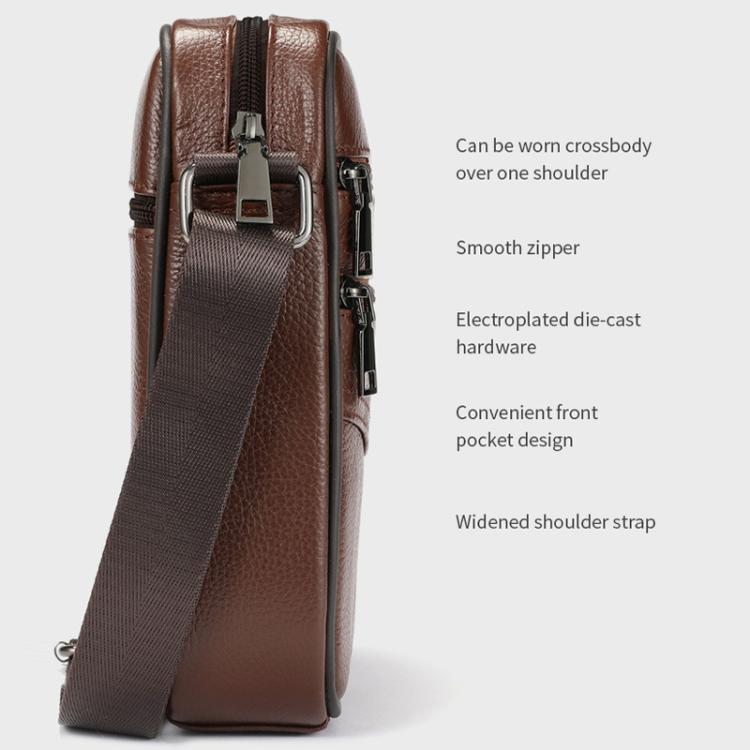 BULL CAPTAIN 8-Inch Vintage Leather Shoulder Bag Crossbody Wallet