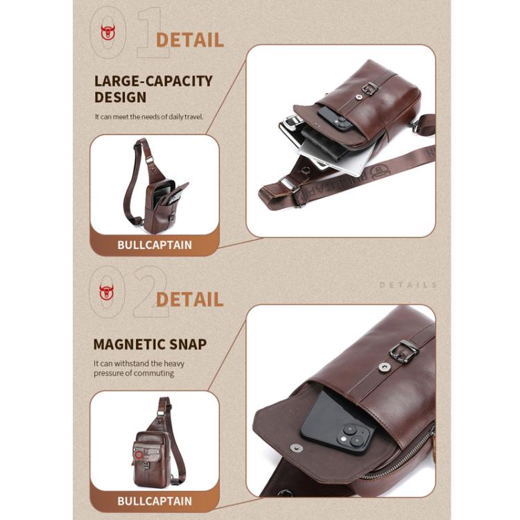 BULL CAPTAIN Men Vintage Genuine Leather Shoulder Bag
