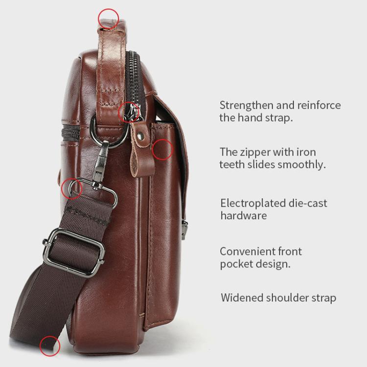 BULL CAPTAIN 8-Inch Vintage Men Genuine Leather Crossbody Bag