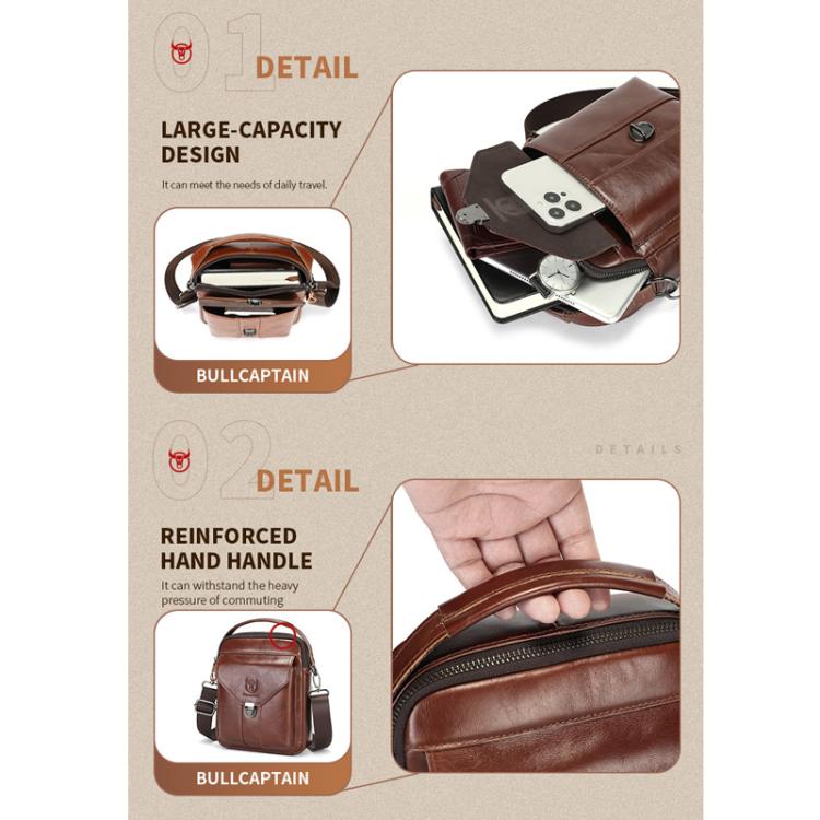BULL CAPTAIN 8-Inch Vintage Men Genuine Leather Crossbody Bag