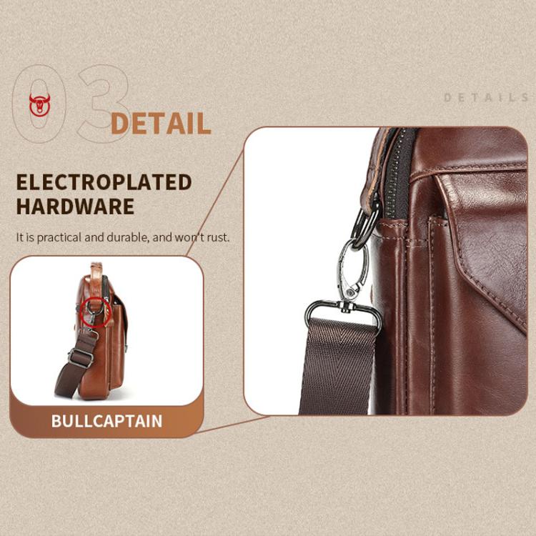 BULL CAPTAIN 8-Inch Vintage Men Genuine Leather Crossbody Bag