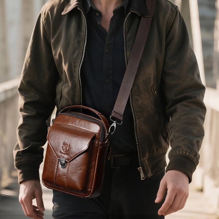 BULL CAPTAIN 8-Inch Vintage Men Genuine Leather Crossbody Bag