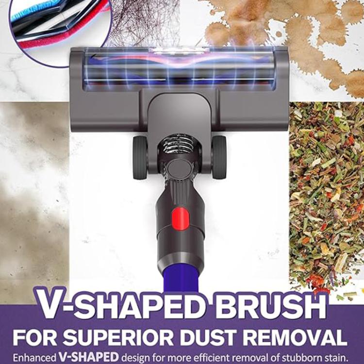 For Dyson V7 / V8 / V10 / V11 / V15 Vacuum Cleaner Electric Floor Brush With LED Light Soft Plush V Roller Brush, Soft Plush V Roller
