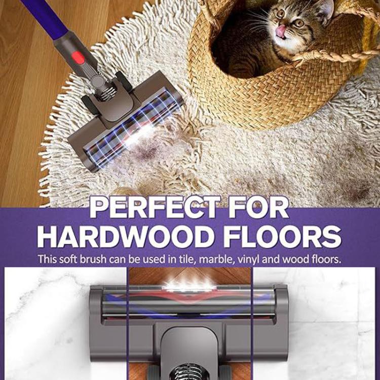 For Dyson V7 / V8 / V10 / V11 / V15 Vacuum Cleaner Electric Floor Brush With LED Light Soft Plush V Roller Brush, Soft Plush V Roller