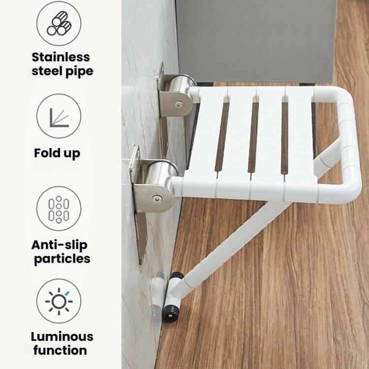 Wall-Mounted Folding Shower Stool Bathroom Safety Chair for Elderly & Disabled