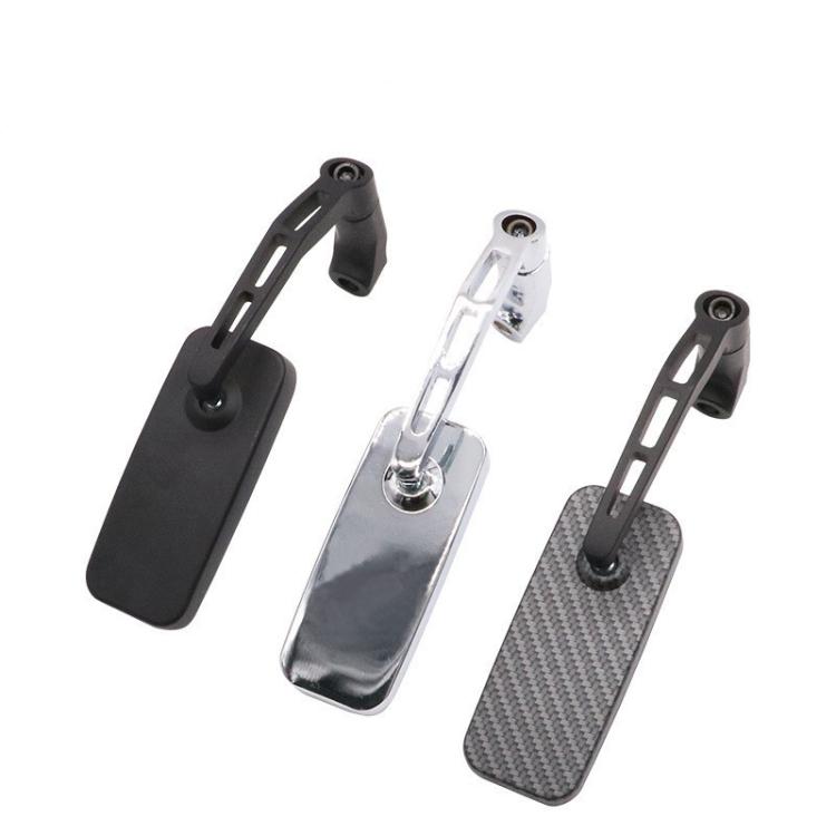 Electric Bike Modified Aluminum Alloy Blue Glass Square Curved Rod Rearview Mirror, Carbon Fiber Texture (Snakeskin), Black, Silver Electroplated