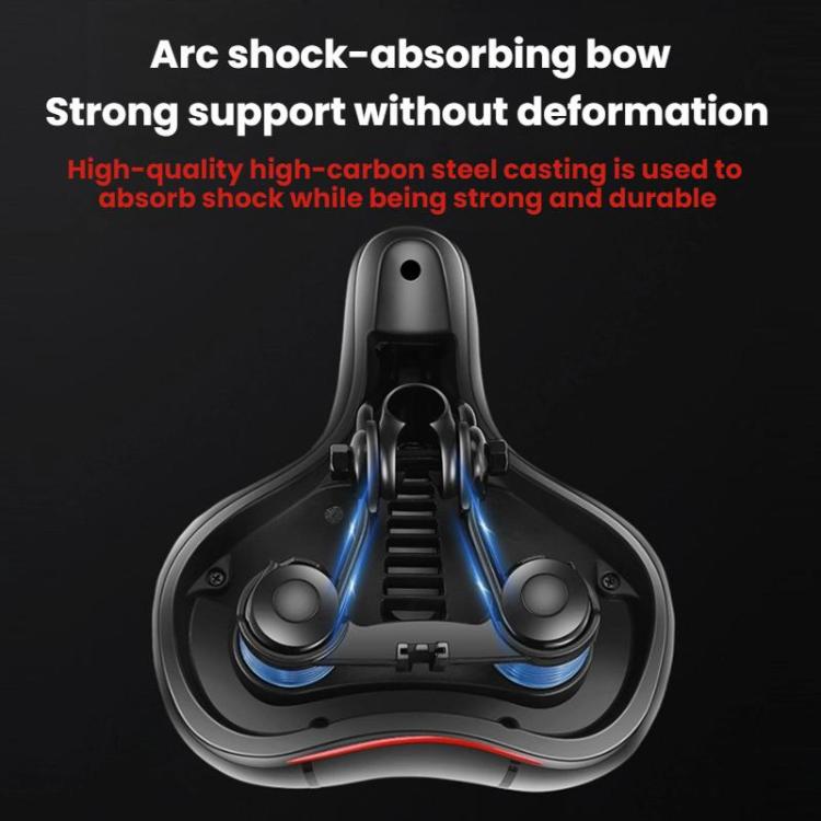 Thickened Universal Bicycle Saddle With Silicone Shock Absorber, Black, Black+USB Rechargeable Taillight