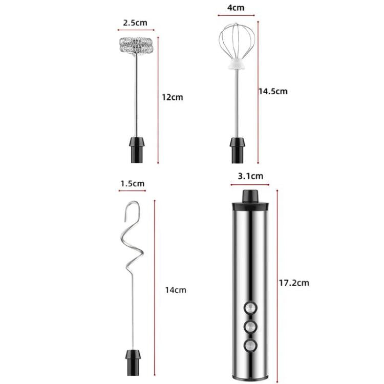 3In1 Portable Rechargeable Handheld Electric Egg Beater Mini Milk Frother For Baking, Rechargeable