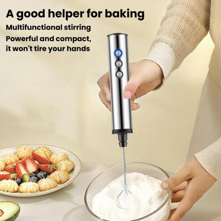 3In1 Portable Rechargeable Handheld Electric Egg Beater Mini Milk Frother For Baking, Rechargeable