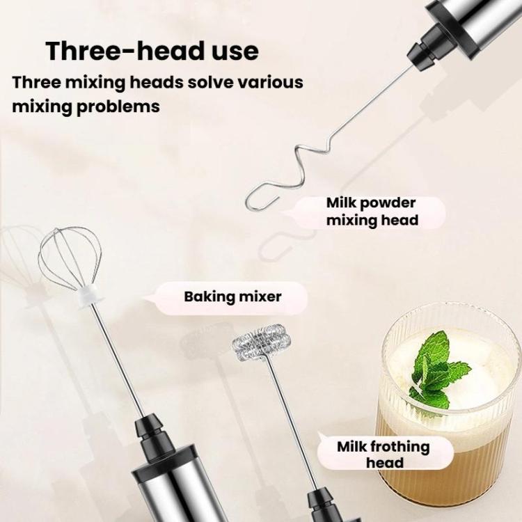 3In1 Portable Rechargeable Handheld Electric Egg Beater Mini Milk Frother For Baking, Rechargeable