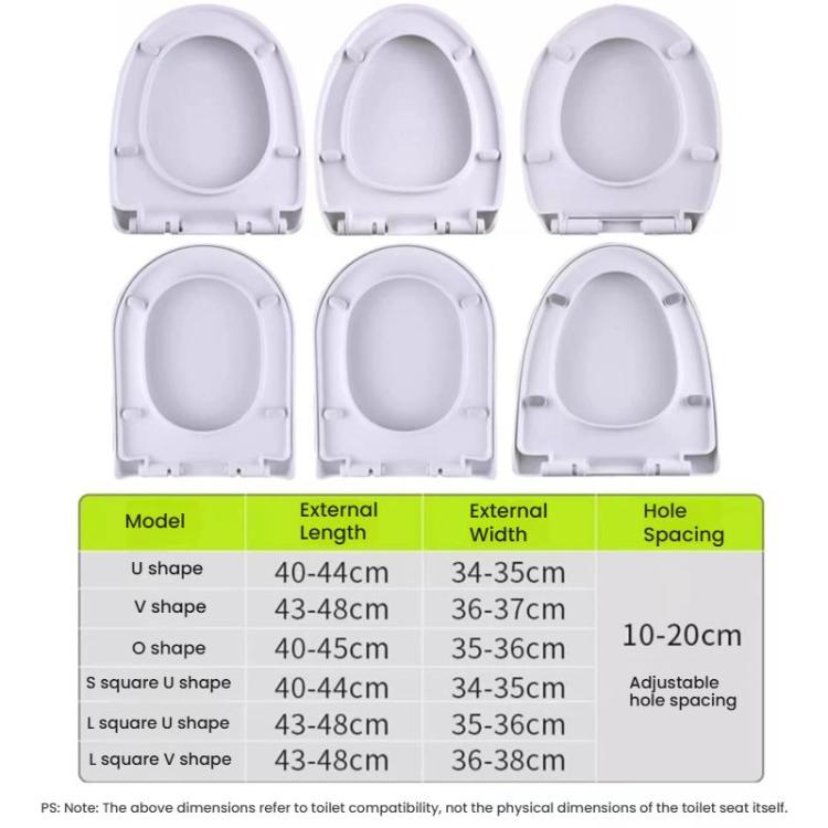 Toilet Seat Slow Close Lid Easy Installation Toilet Seat Replacement, V Shape, U Shape, O Shape, Small Square U Shape, Large Square U Shape, Large Square V Shape
