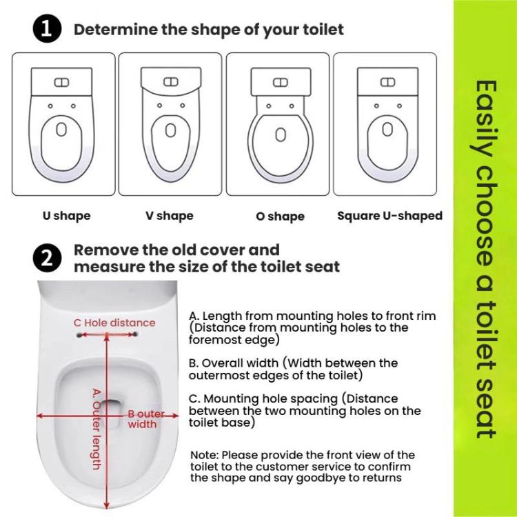 Toilet Seat Slow Close Lid Easy Installation Toilet Seat Replacement, V Shape, U Shape, O Shape, Small Square U Shape, Large Square U Shape, Large Square V Shape