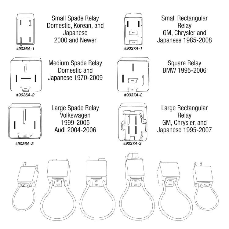 6-Piece Set 9038A Relay Bypass Switch Tester Kit With Wires For Electrical Testing, 9038A
