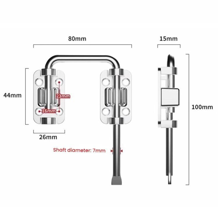 Thickened Anti-Theft Surface-Mount Interior Latch For Doors And Windows, Steel Screw-mounted, Black Screw-mounted