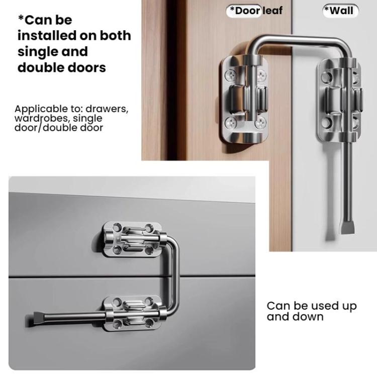 Thickened Anti-Theft Surface-Mount Interior Latch For Doors And Windows, Steel Screw-mounted, Black Screw-mounted