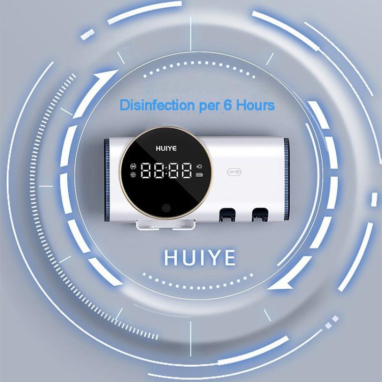 HUIYE UV Toothbrush And Razor Sanitizer Drying Box With LCD Display Wall-Mounted No-Drill Electric Toothbrush Sterilizer