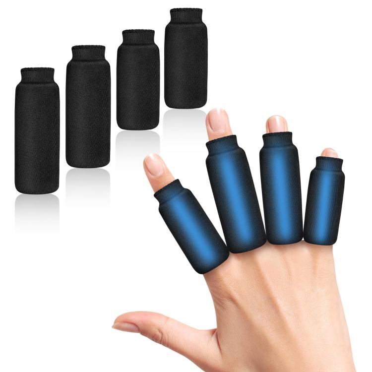 Ice Hot Compress Solid Hydrogel Finger Protector, Black 2 Long 2 Short, Black 2 Long 3 Short