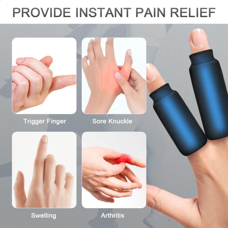 Ice Hot Compress Solid Hydrogel Finger Protector, Black 2 Long 2 Short, Black 2 Long 3 Short