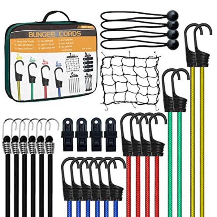 30pcs High-Elastic Rubber Elastic Cord Set Motorcycle Bicycle Tie-Down Straps Tent Elastic Cords, Bagged