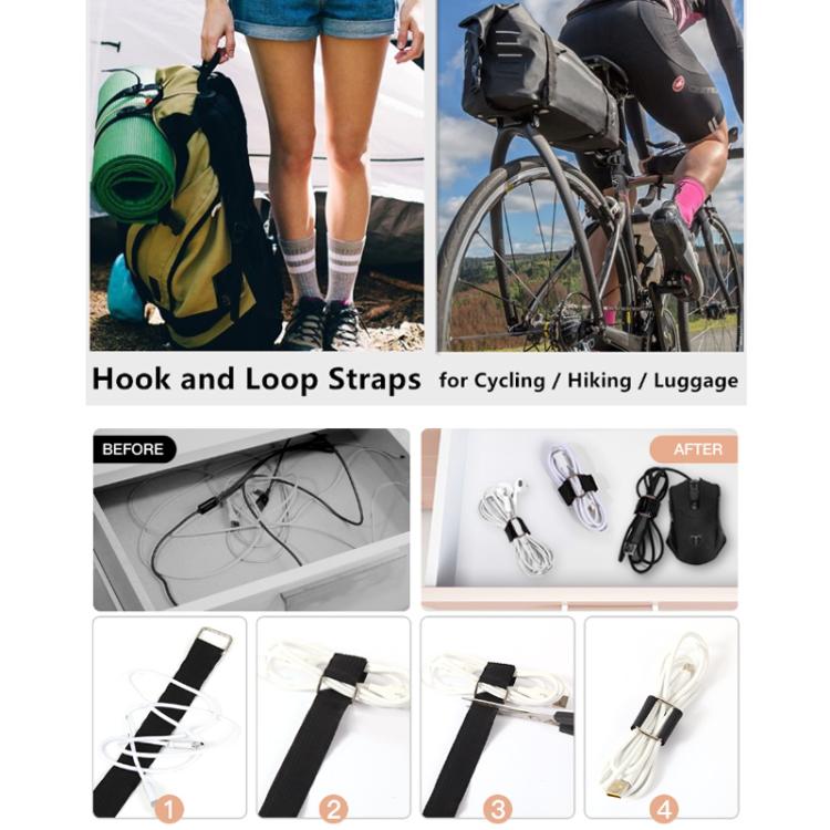 Self-adhesive Hook-and-loop Nylon Tie Wraps, 0.025 x 5m + 25 Hooks, 0.025 x 10m + 30 Hooks, 0.038 x 5m + 25 Hooks, 0.038 x 10m + 30 Hooks, 0.05 x 5m + 25 Hooks, 0.05 x 10m + 30 Hooks