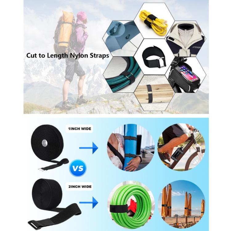 Self-adhesive Hook-and-loop Nylon Tie Wraps, 0.025 x 5m + 25 Hooks, 0.025 x 10m + 30 Hooks, 0.038 x 5m + 25 Hooks, 0.038 x 10m + 30 Hooks, 0.05 x 5m + 25 Hooks, 0.05 x 10m + 30 Hooks