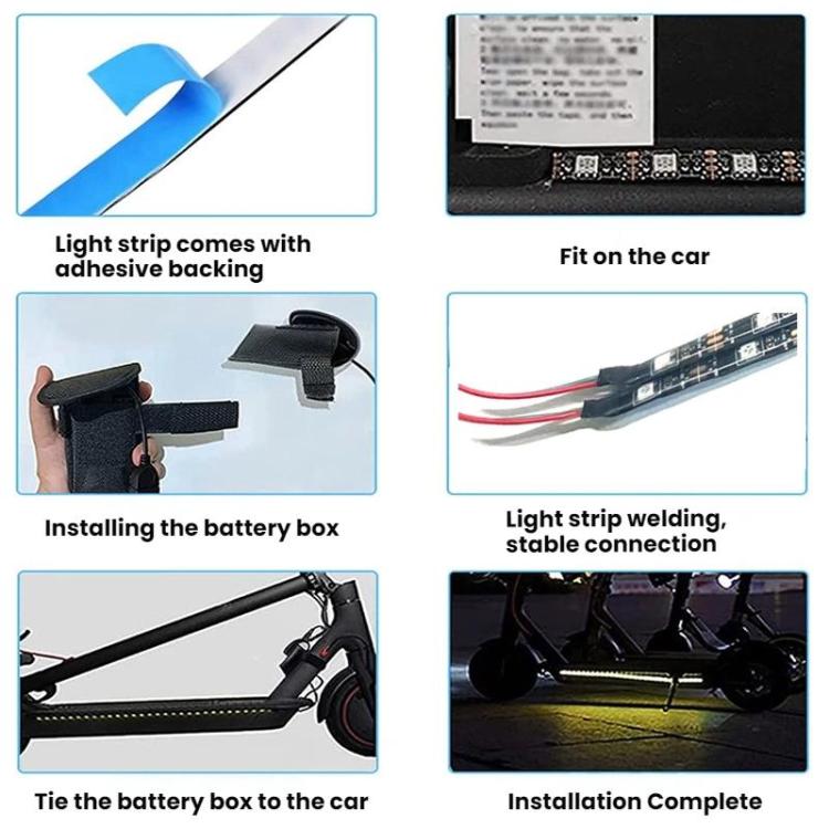 Scooter Chassis RGB Ambient Lighting Strip With Battery Compartment, 0.5m 9 Lights, 0.5m 15 Lights, 0.5m 30 Lights