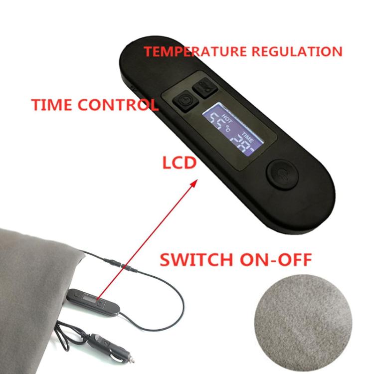 12V Car Electric Blanket for Road Trips, Temperature Control Type Gray