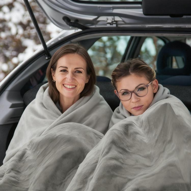 12V Car Electric Blanket for Road Trips, Temperature Control Type Gray