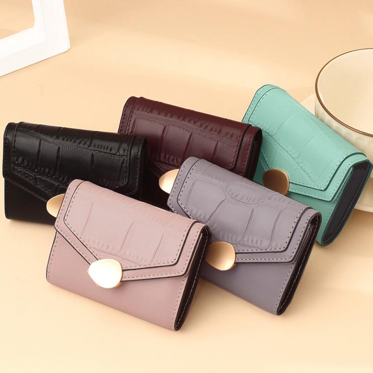 Stone Pattern Accordion Card Holder Women Multi-Card Slot ID Card Clip